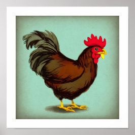 Een  bruine rooster poster
