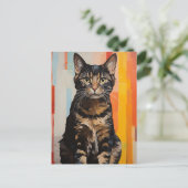 Een bruine tabby kat briefkaart (Staand voorkant)