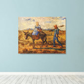 Een bruinend boerenkoppel dat gaat werken canvas afdruk (Insitu (Houten vloer))