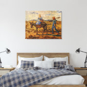 Een bruinend boerenkoppel dat gaat werken canvas afdruk (Insitu (Slaapkamer))