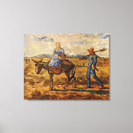 Een bruinend boerenkoppel dat gaat werken canvas afdruk (Voorkant)