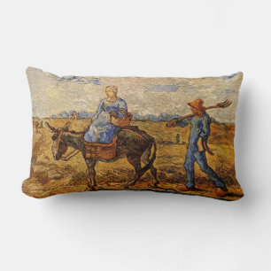 Een bruinend boerenkoppel dat gaat werken kussen