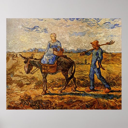 Een bruinend boerenkoppel dat gaat werken poster (Voorkant)