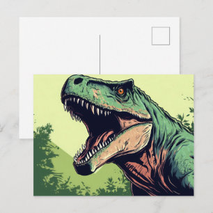 Een brullende dinosaurus briefkaart