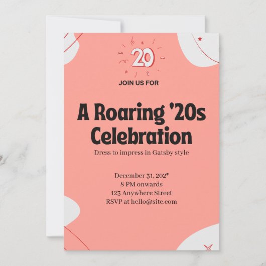 Een brullende jaren ’20 viering kaart (Voorkant)