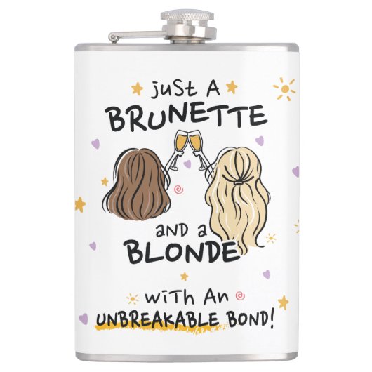 Een brunette en een blonde fles heupfles (Voorkant)