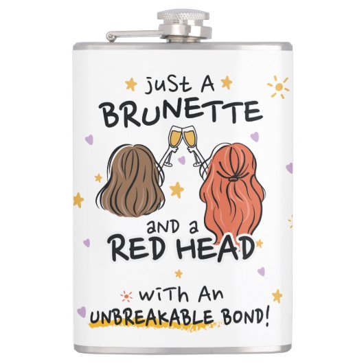 Een brunette en een rood hoofd heupfles (Voorkant)