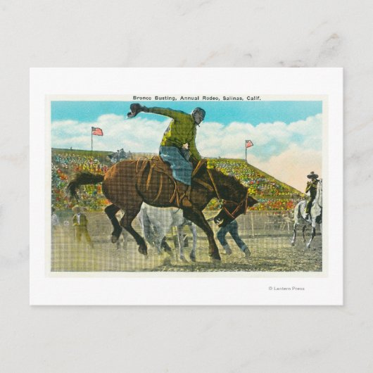 Een Bucking Bronco bij de jaarlijkse Salinas Rodeo Briefkaart (Voorkant)
