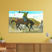 Een Bucking Bronco bij de jaarlijkse Salinas Rodeo Canvas Afdruk (Insitu (Woonkamer))
