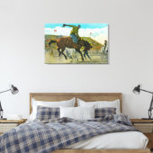 Een Bucking Bronco bij de jaarlijkse Salinas Rodeo Canvas Afdruk (Insitu (Slaapkamer))