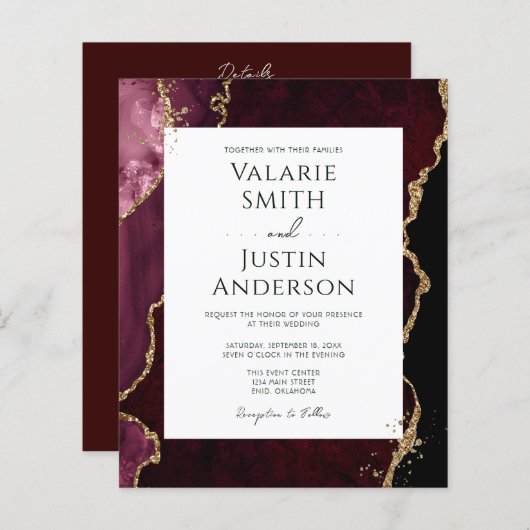 Een budget van Burgundy Agate Weddenschap (Voorkant / Achterkant)