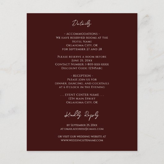 Een budget van Burgundy Agate Weddenschap (Achterkant)