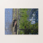 Een buffel steekt een rivier over in Yellowstone Legpuzzel (Horizontaal)