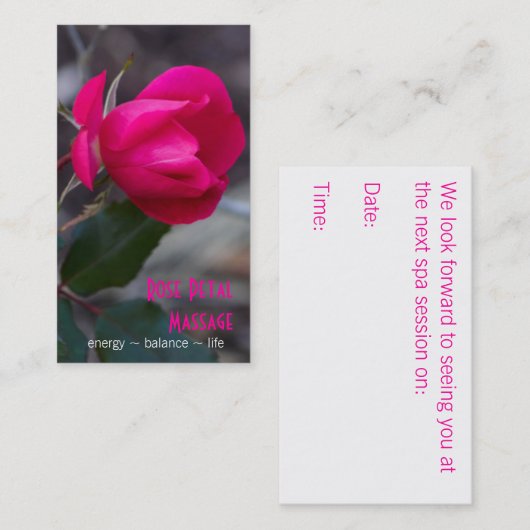 Eén buiroze roze roze foto-afspraak afsprakenkaartje (Voorkant / Achterkant)