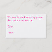 Eén buiroze roze roze foto-afspraak afsprakenkaartje (Achterkant)