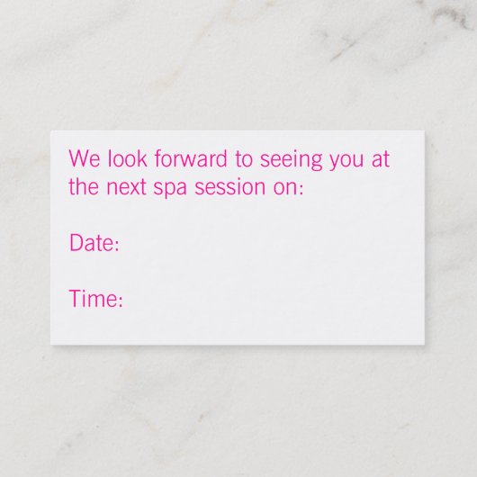 Eén buiroze roze roze foto-afspraak afsprakenkaartje (Achterkant)