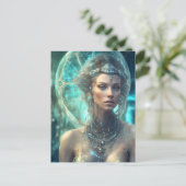 Een buitenaardse scifi vrouw briefkaart (Staand voorkant)