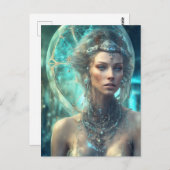 Een buitenaardse scifi vrouw briefkaart (Voorkant / Achterkant)