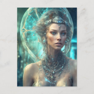 Een buitenaardse scifi vrouw briefkaart