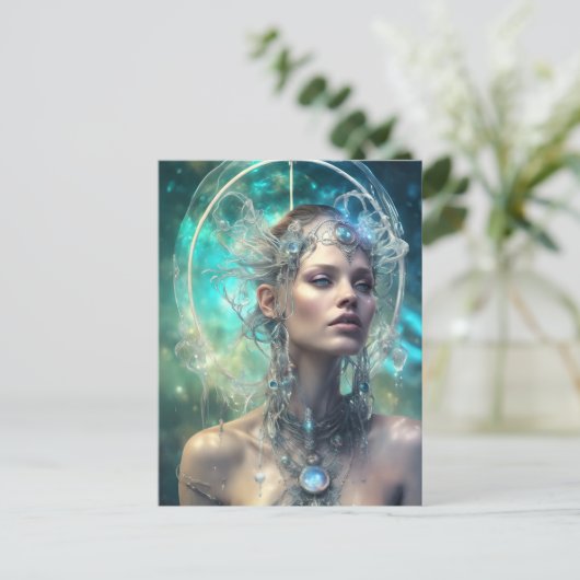 Een buitenaardse scifi vrouw briefkaart (Staand voorkant)