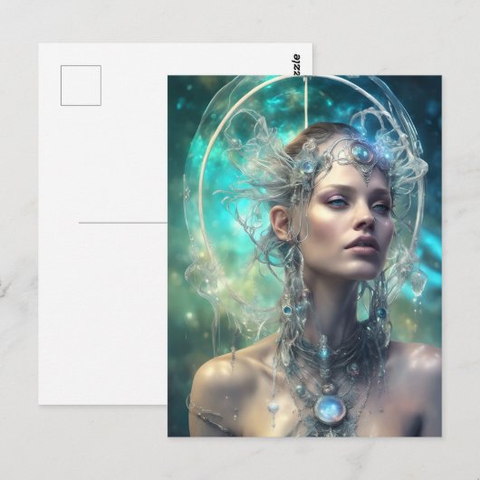 Een buitenaardse scifi vrouw briefkaart (Voorkant / Achterkant)