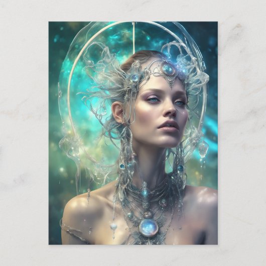 Een buitenaardse scifi vrouw briefkaart (Voorkant)