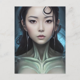 Een buitenaardse scifi vrouw briefkaart