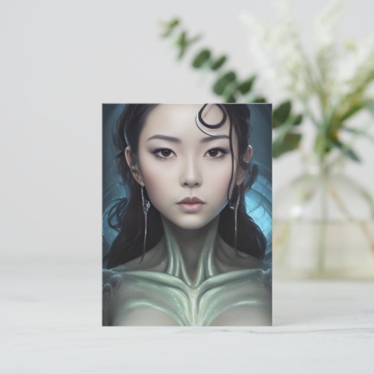 Een buitenaardse scifi vrouw briefkaart (Staand voorkant)