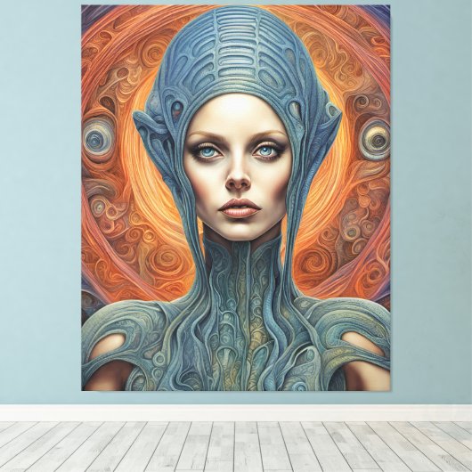 Een buitenaardse vrouw canvas afdruk (Insitu (Houten vloer))