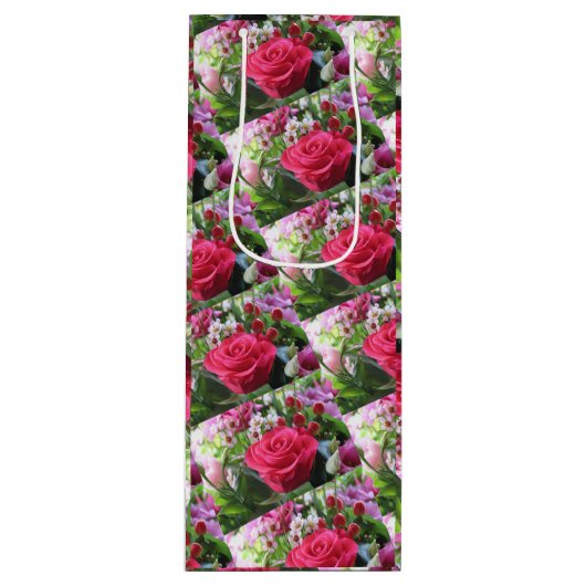 Een bundel bloemen, met inbegrip van rode rozen wijn cadeautas (Voorkant)