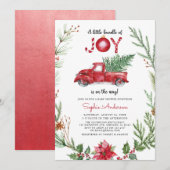 Een bundel JOY Red Truck-kerstBaby shower Kaart (Voorkant / Achterkant)