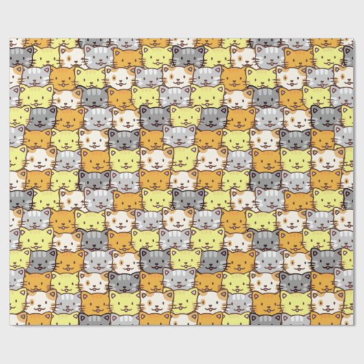 Een bundel kleurrijk kattenpatroon cadeaupapier (Vlak)
