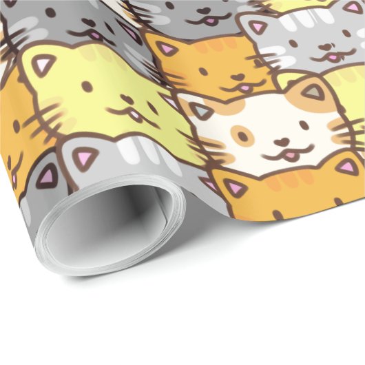 Een bundel kleurrijk kattenpatroon cadeaupapier (Rol Hoek)
