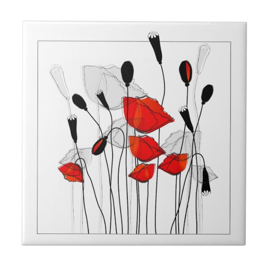 Een bundel rode papavers tegeltje (Voorkant)