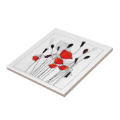 Een bundel rode papavers tegeltje (Zijkant)