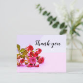 Een bundel roze rozen bruiloft Dank je Briefkaart (Staand voorkant)