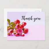 Een bundel roze rozen bruiloft Dank je Briefkaart (Voorkant / Achterkant)