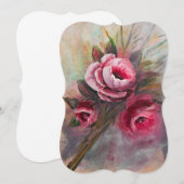 een bundel roze rozen die in acryl wordt geplakt save the date (Voorkant / Achterkant)