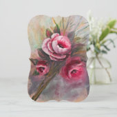 een bundel roze rozen die in acryl wordt geplakt save the date (Staand voorkant)