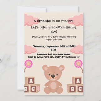 Een bundel van vreugde wacht, Baby douche uitnodig Kaart