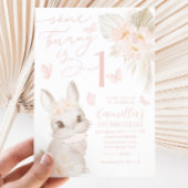 Een Bunny 1st Birthday Boho Pink Butterfly Cute Kaart