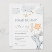 Een Bunny 1st Birthday Party Invitation Kaart (Voorkant)