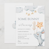Een Bunny 1st Birthday Party Invitation Kaart (Voorkant / Achterkant)