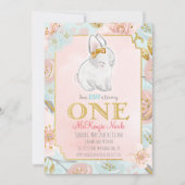 Een Bunny 1st Birthday-uitnodiging Kaart (Voorkant)