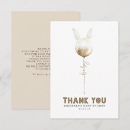 Een Bunny Balloon Baby shower Kleine Dank u Bedankkaart