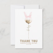 Een Bunny Balloon Baby shower Kleine Dank u Bedankkaart (Voorkant)