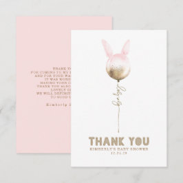 Een Bunny Balloon Baby shower Kleine Dank u Bedankkaart