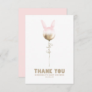 Een Bunny Balloon Baby shower Kleine Dank u Bedankkaart