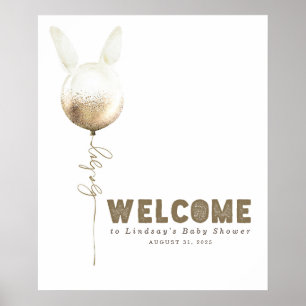 Een Bunny Balloon Baby shower Welkomstteken Poster