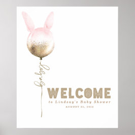 Een Bunny Balloon Baby shower Welkomstteken Poster